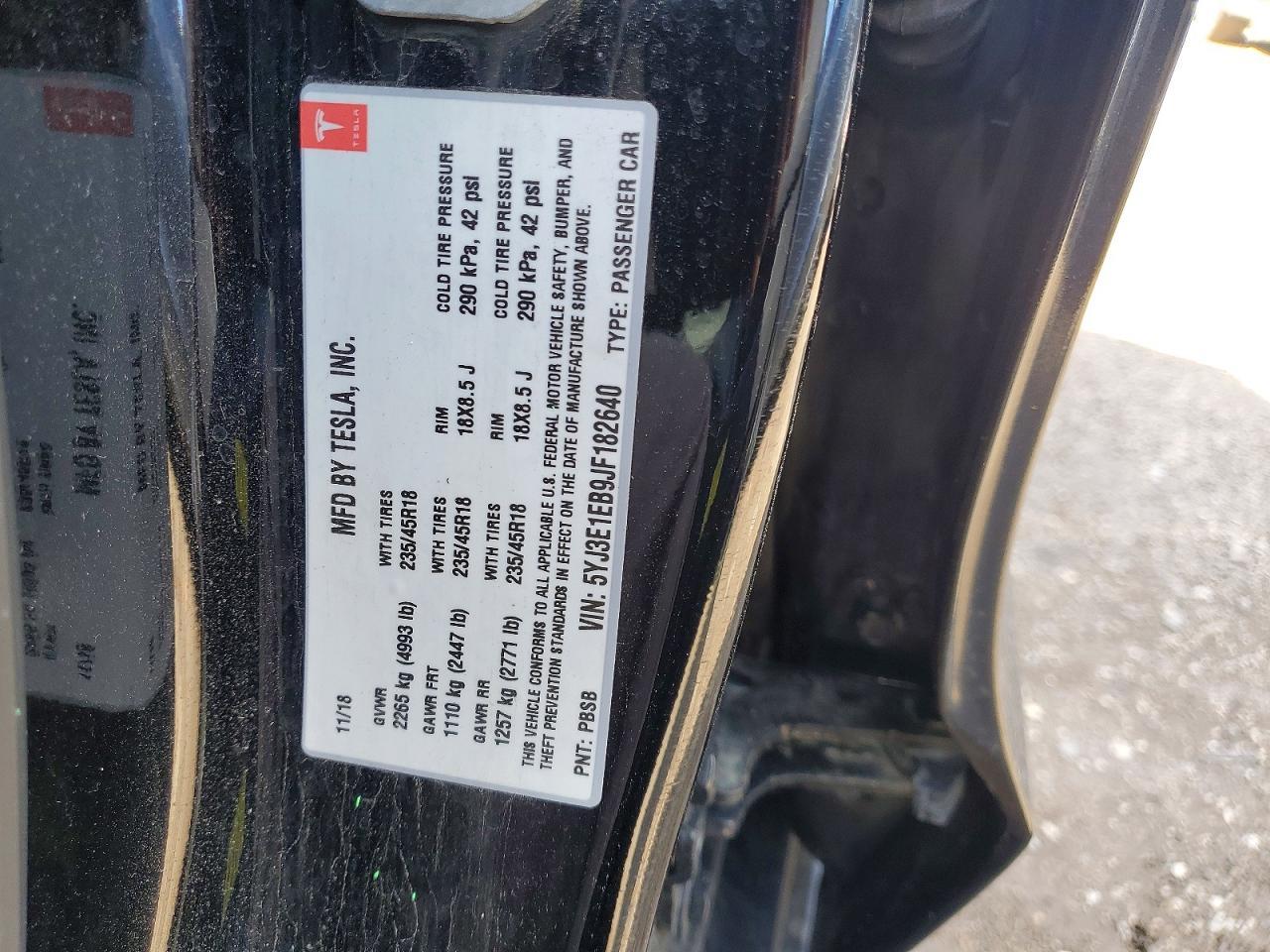 2018 TESLA MODEL 3
