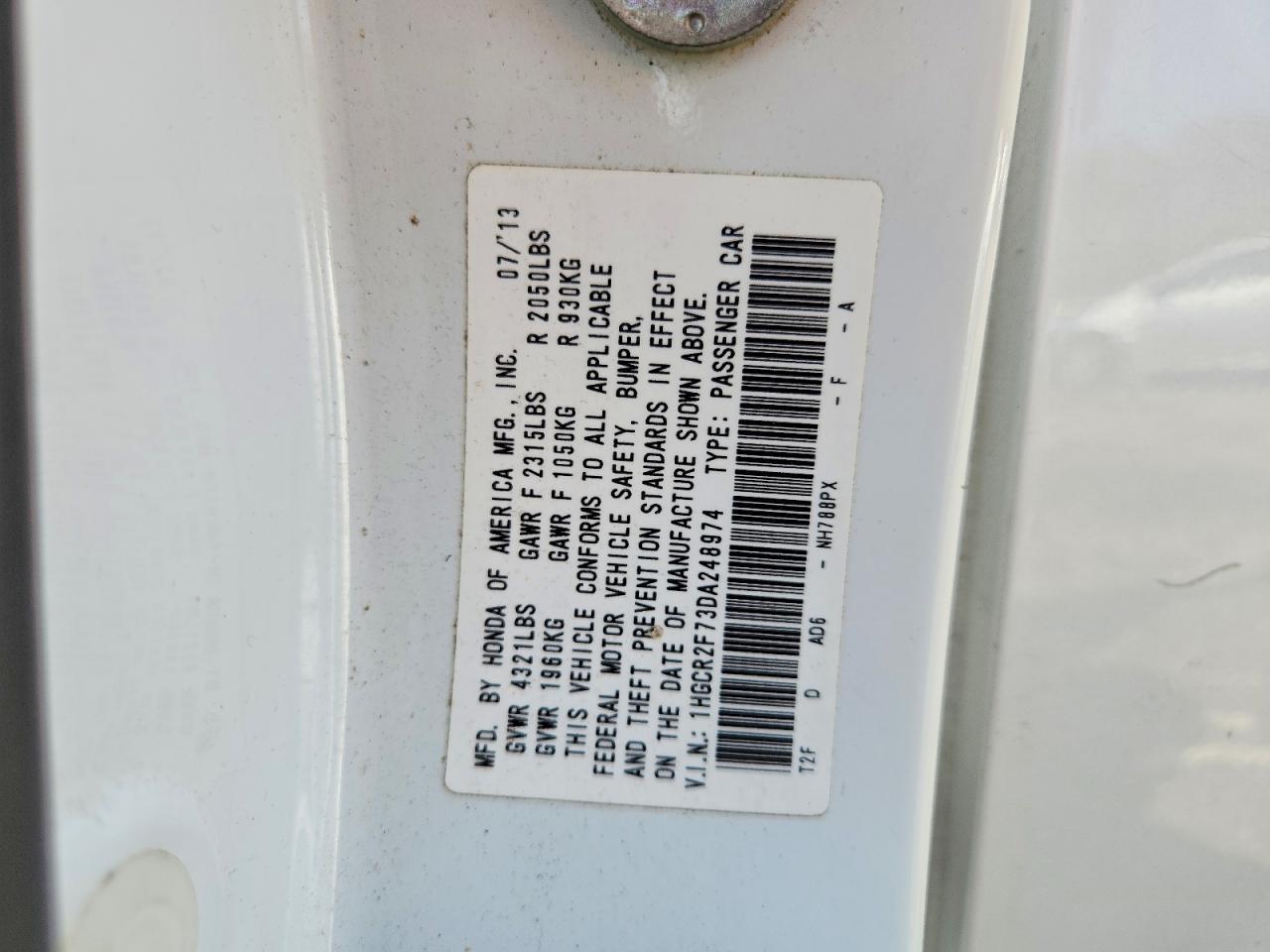 2013 HONDA ACCORD