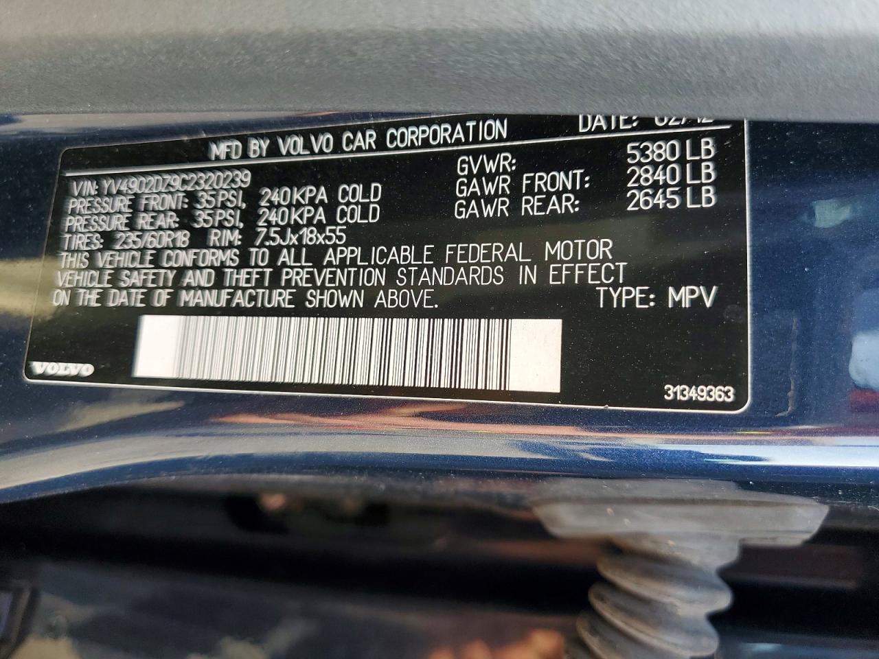 2012 VOLVO XC60