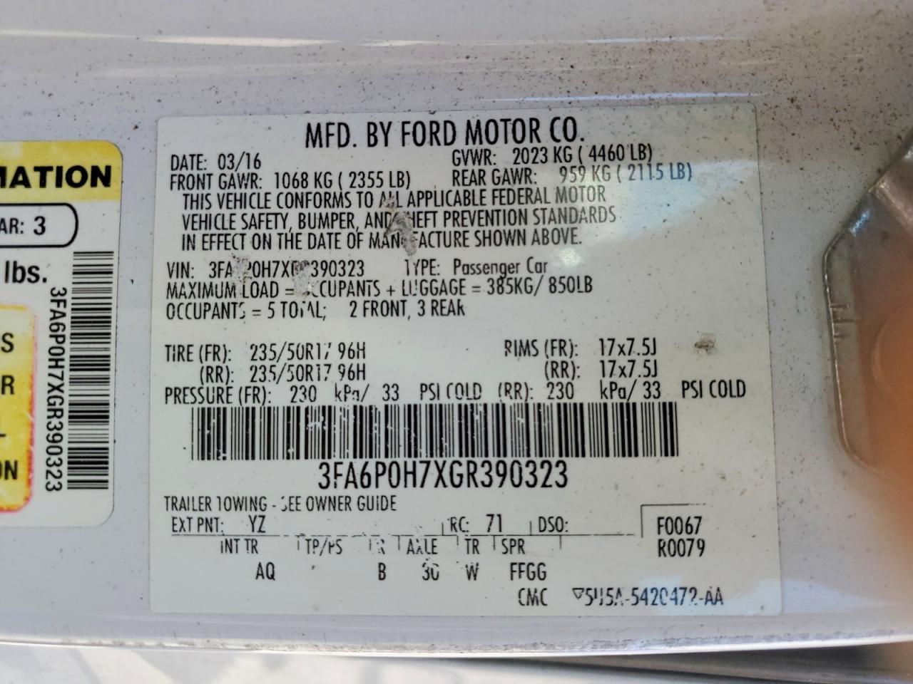 2016 FORD FUSION