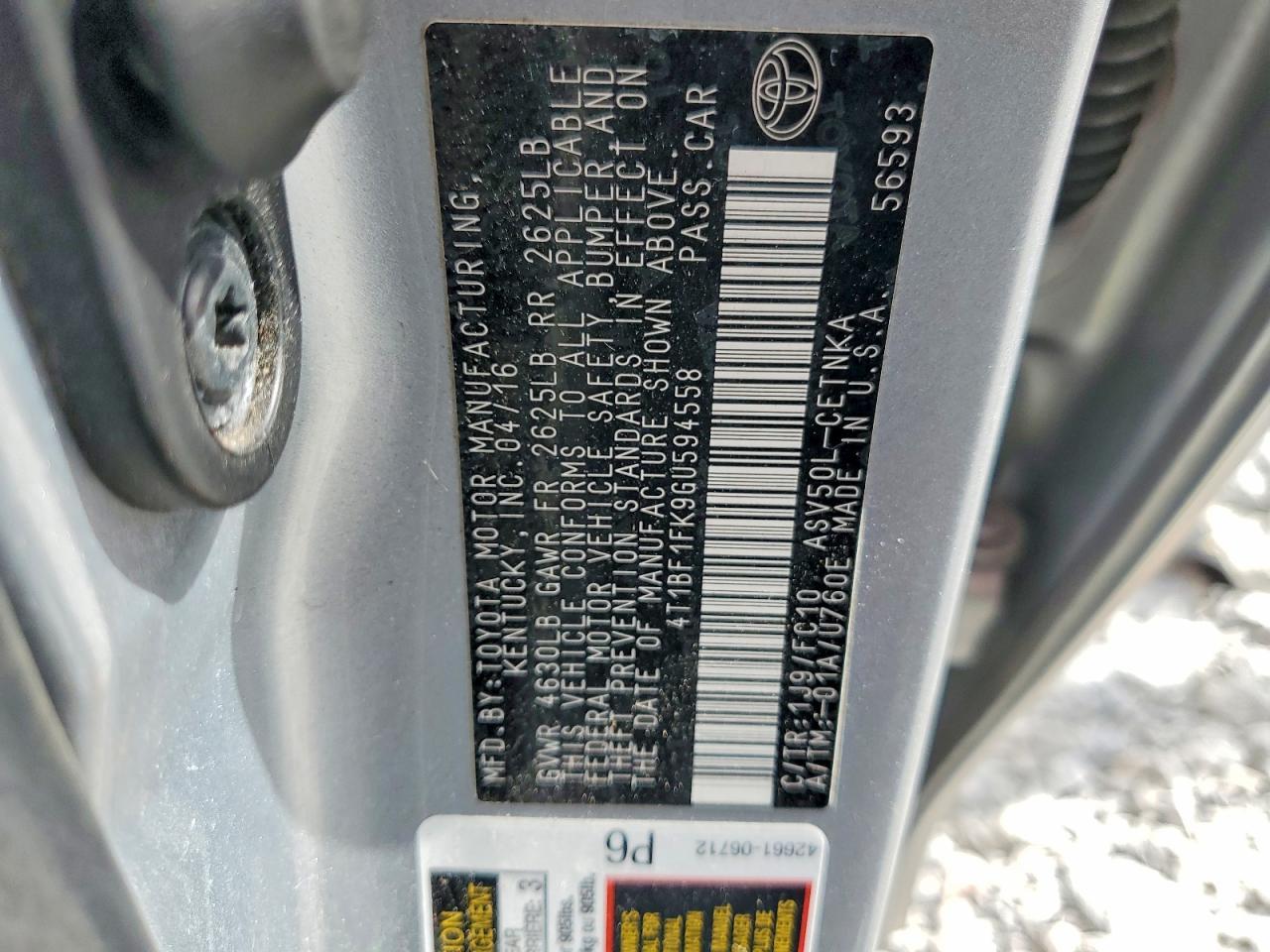 2016 TOYOTA CAMRY