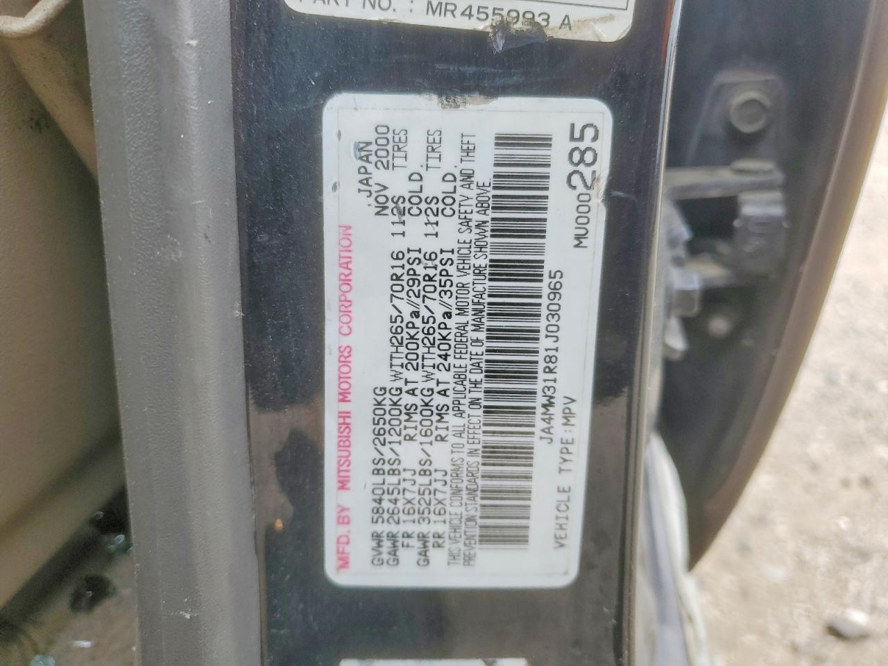 2001 MITSUBISHI Montero