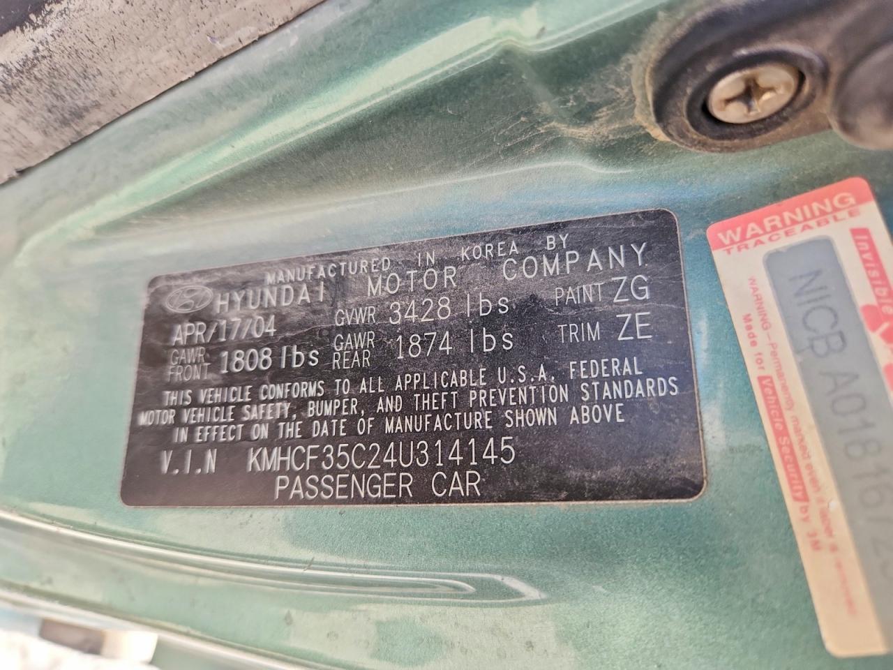 2004 HYUNDAI ACCENT