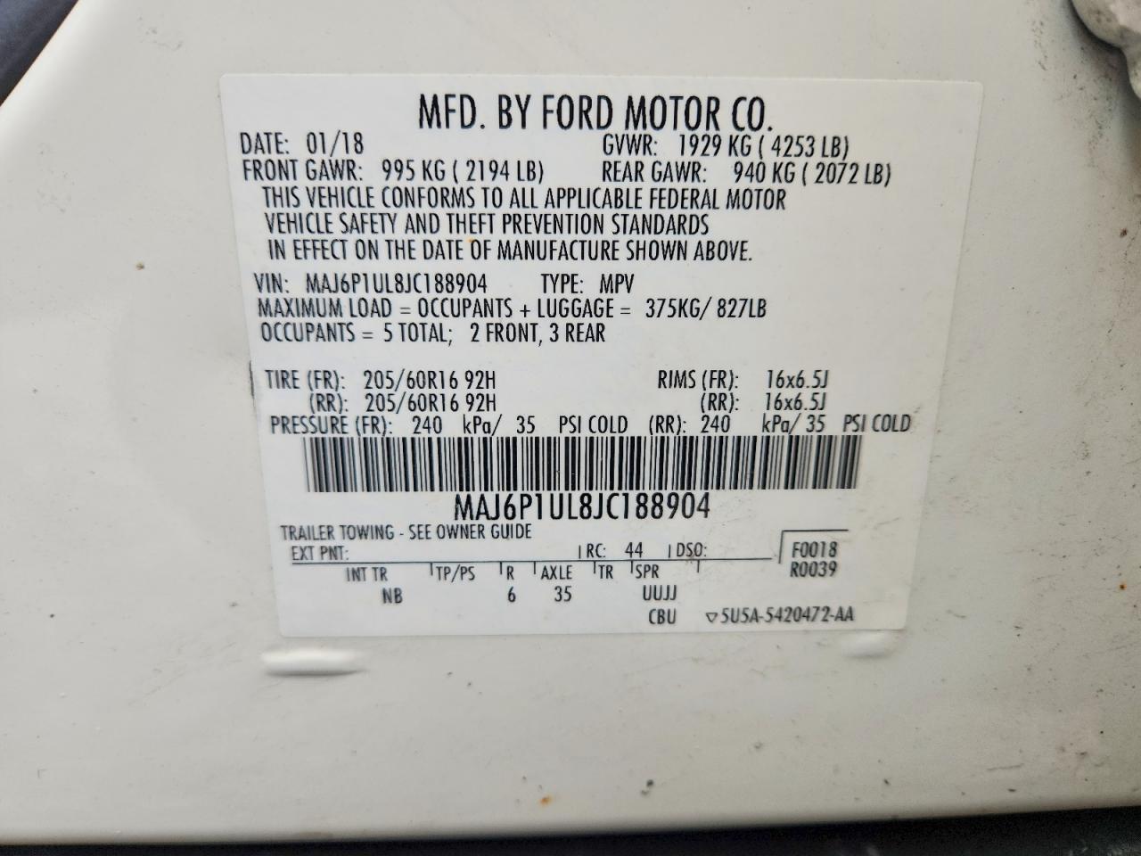 2018 FORD EcoSport
