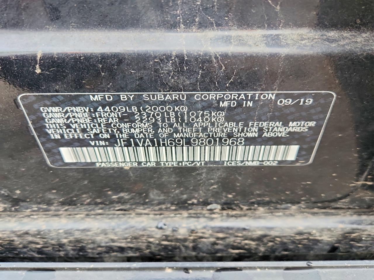 2020 SUBARU WRX