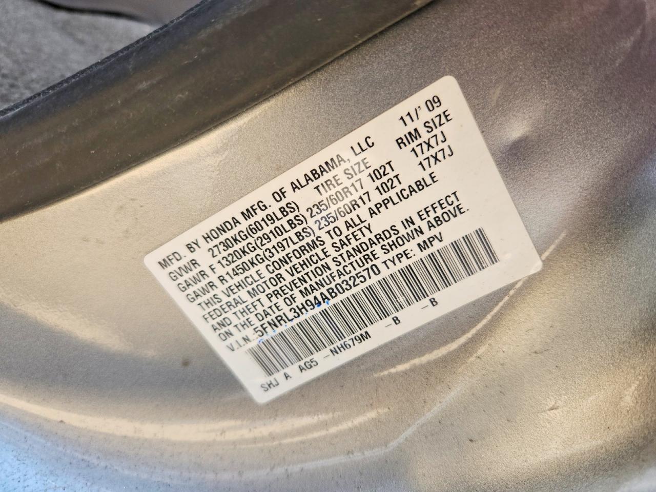 2010 HONDA ODYSSEY