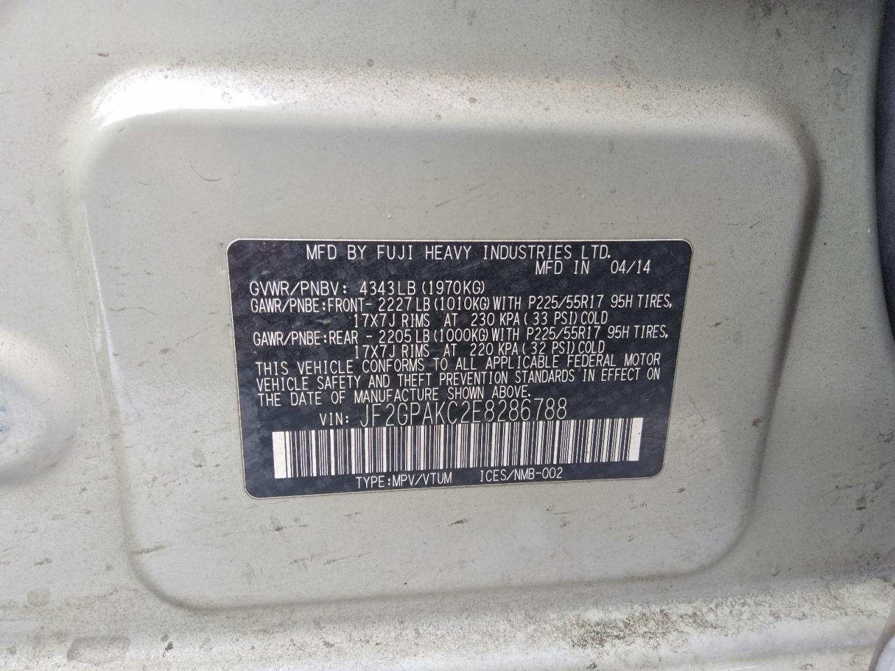 2014 SUBARU XV Crosstrek