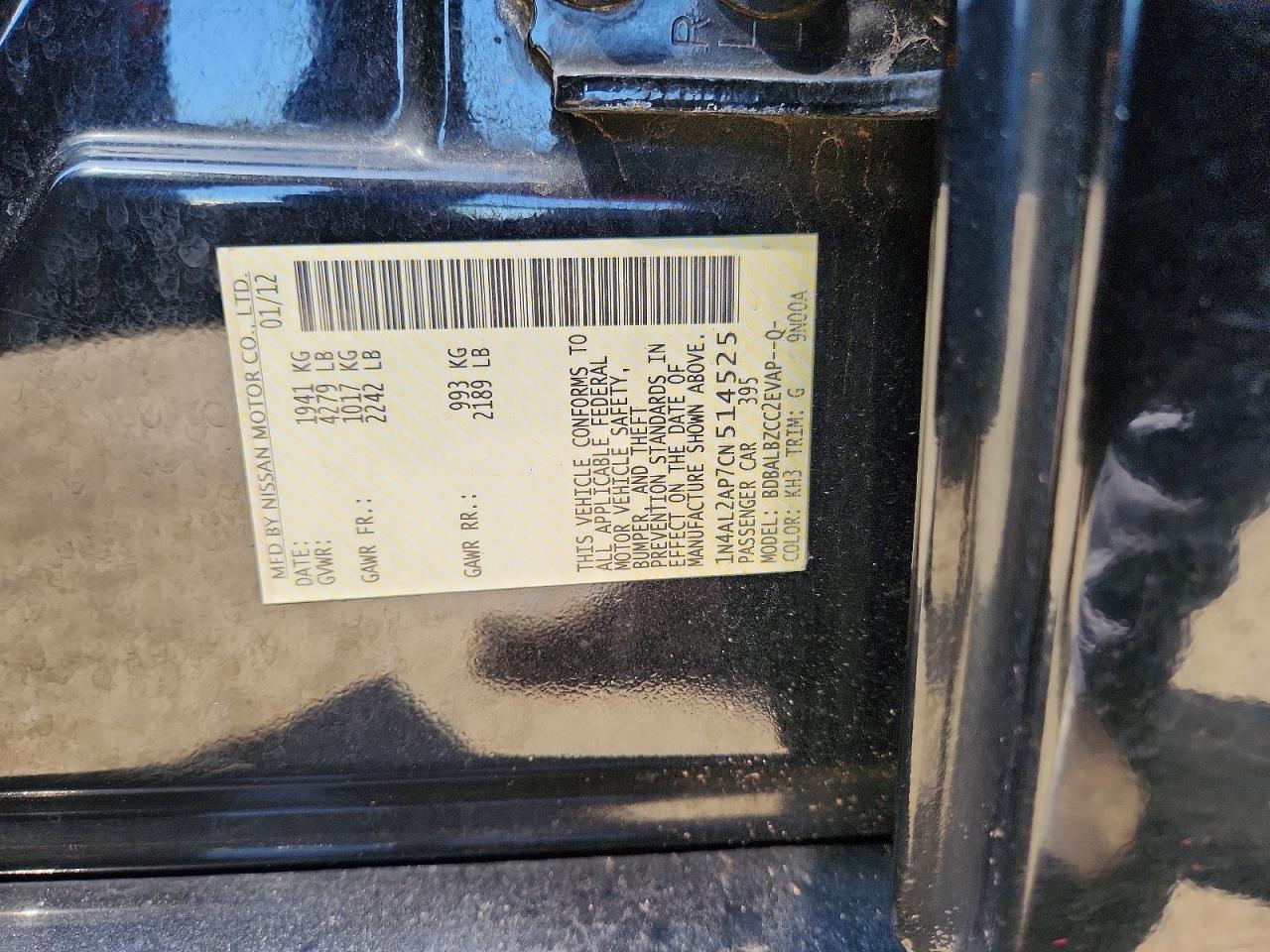 2012 NISSAN ALTIMA