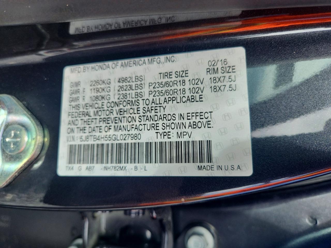 2016 ACURA RDX
