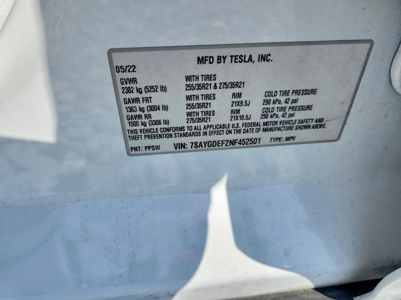 2022 TESLA MODEL Y