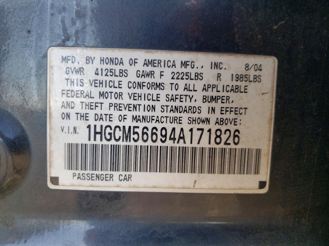 2004 HONDA ACCORD