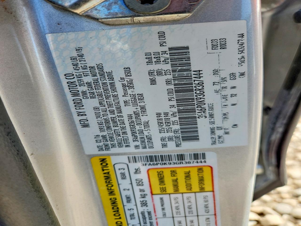 2016 FORD FUSION