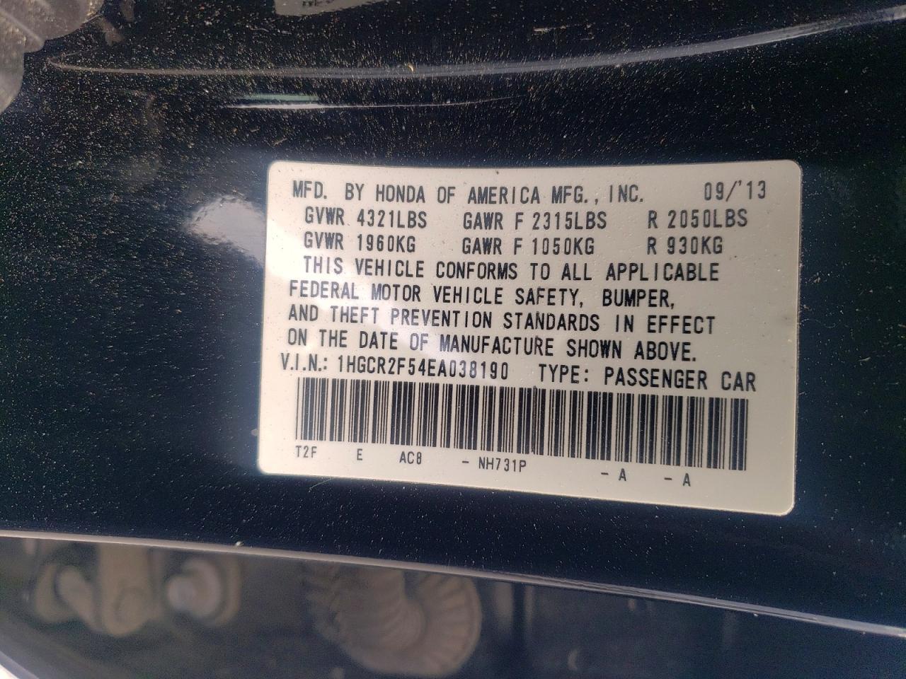 2014 HONDA ACCORD