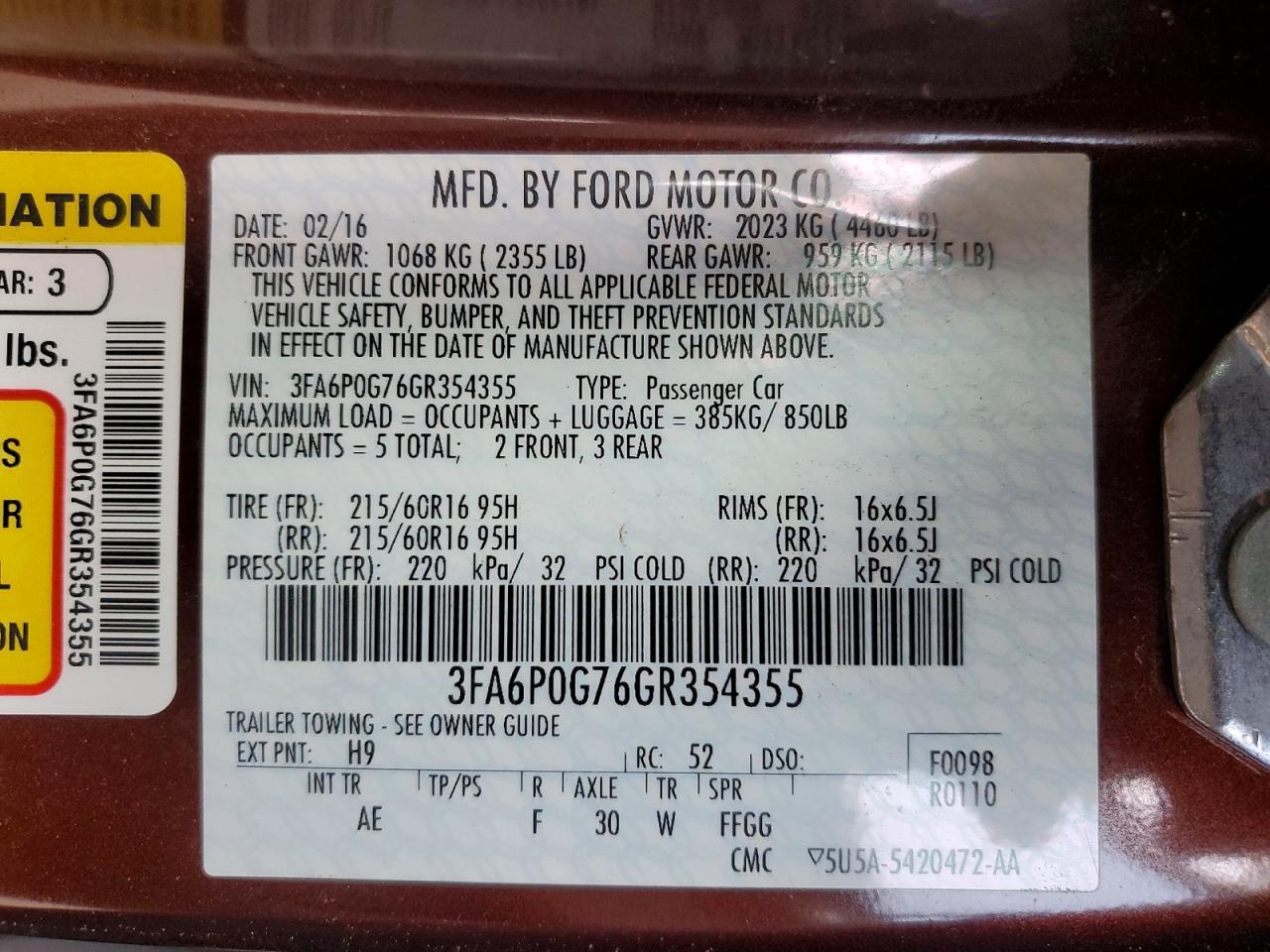 2016 FORD FUSION
