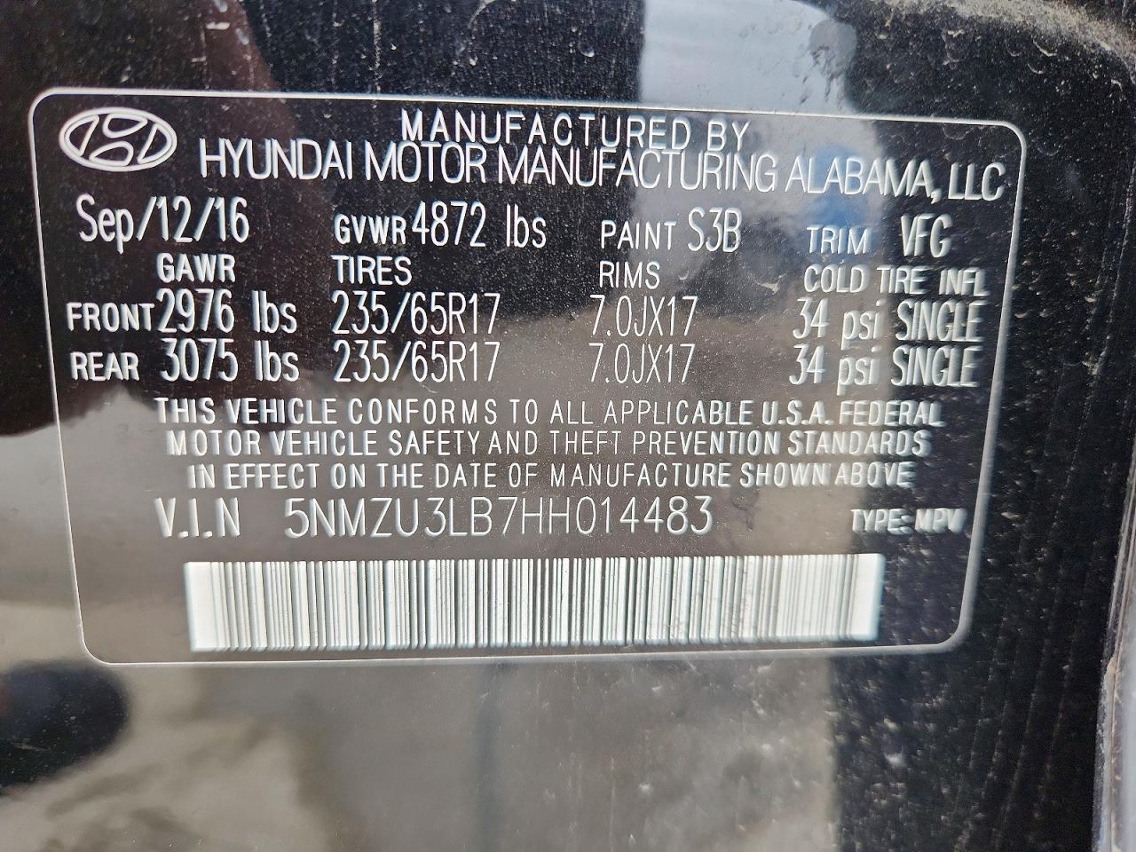 2017 HYUNDAI SANTA FE