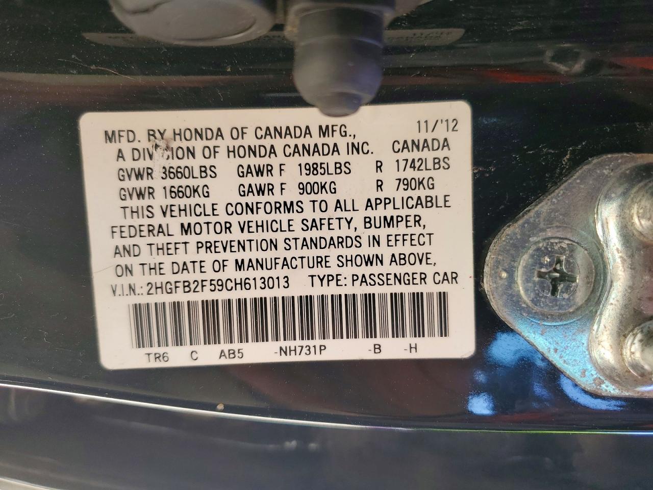 2012 HONDA CIVIC
