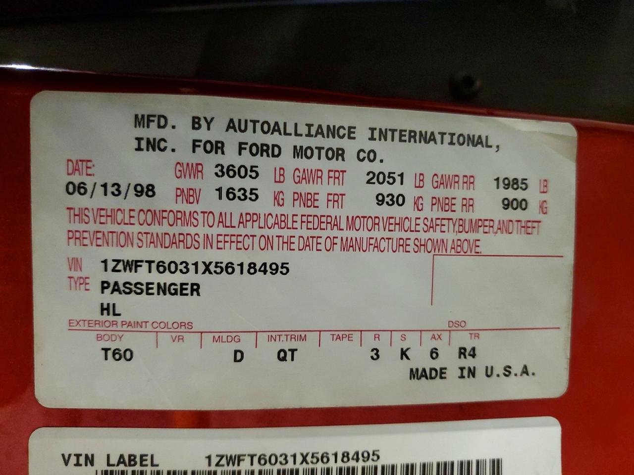 1999 MERCURY Cougar
