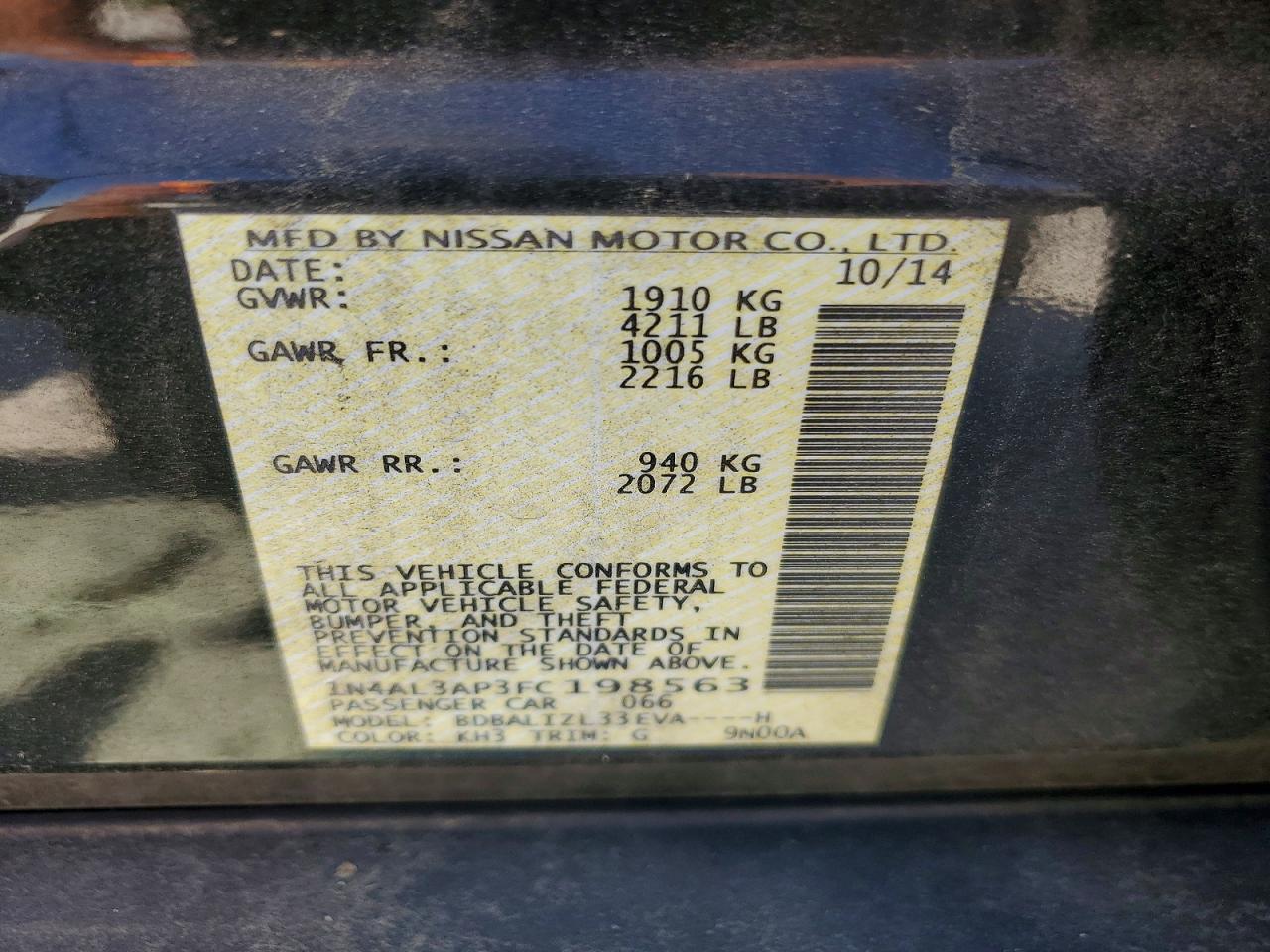 2015 NISSAN ALTIMA