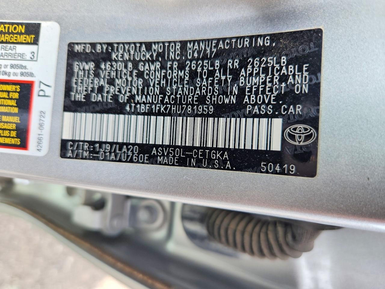 2017 TOYOTA CAMRY