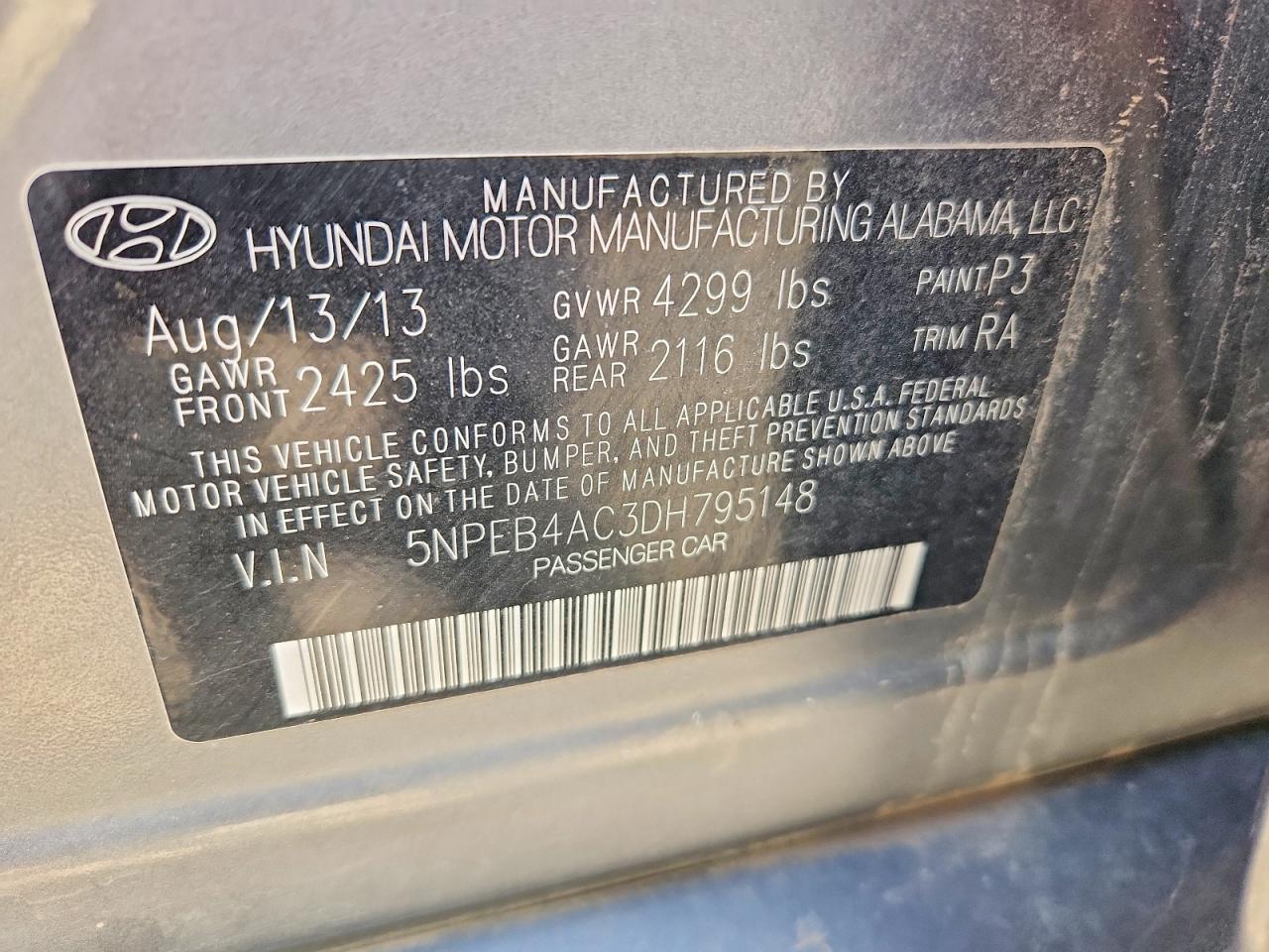 2013 HYUNDAI SONATA