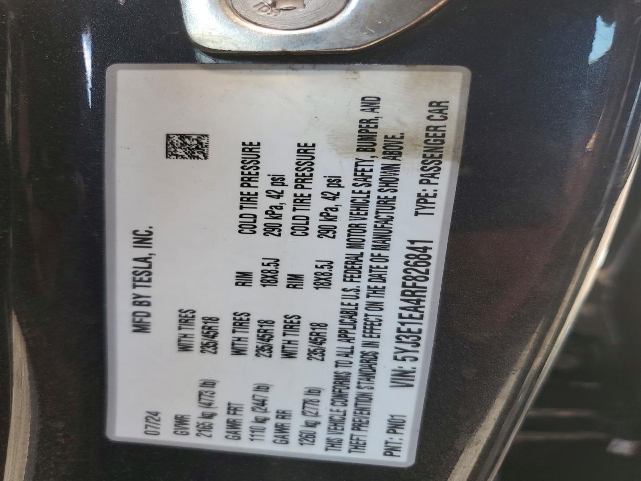 2024 TESLA MODEL 3
