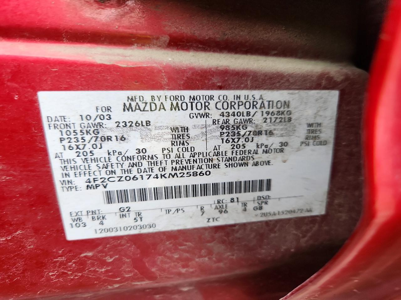 2004 MAZDA Tribute