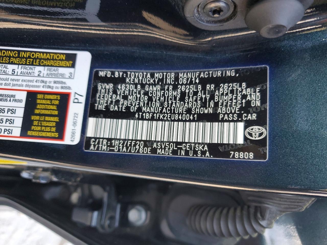 2014 TOYOTA CAMRY