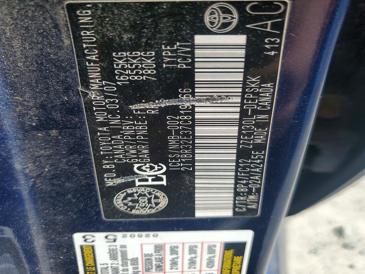 2007 TOYOTA COROLLA