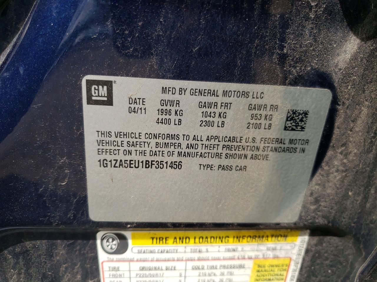 2011 CHEVROLET MALIBU