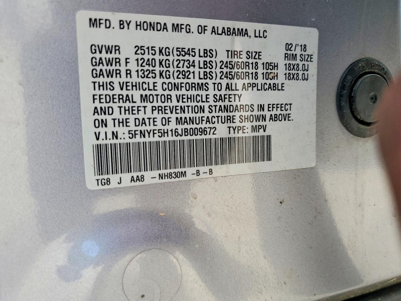 2018 HONDA PILOT