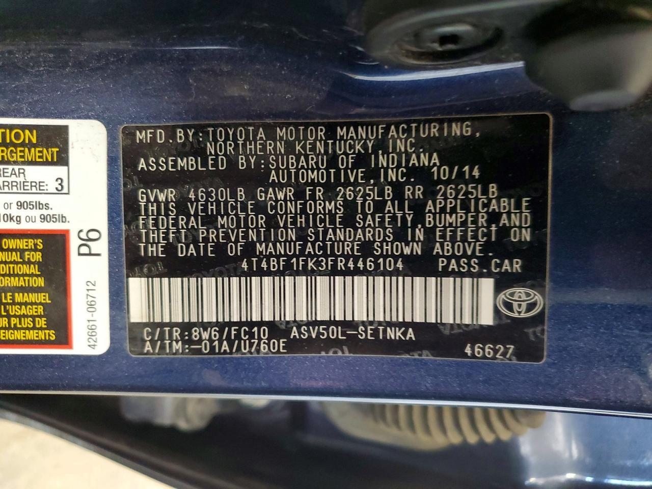 2015 TOYOTA CAMRY