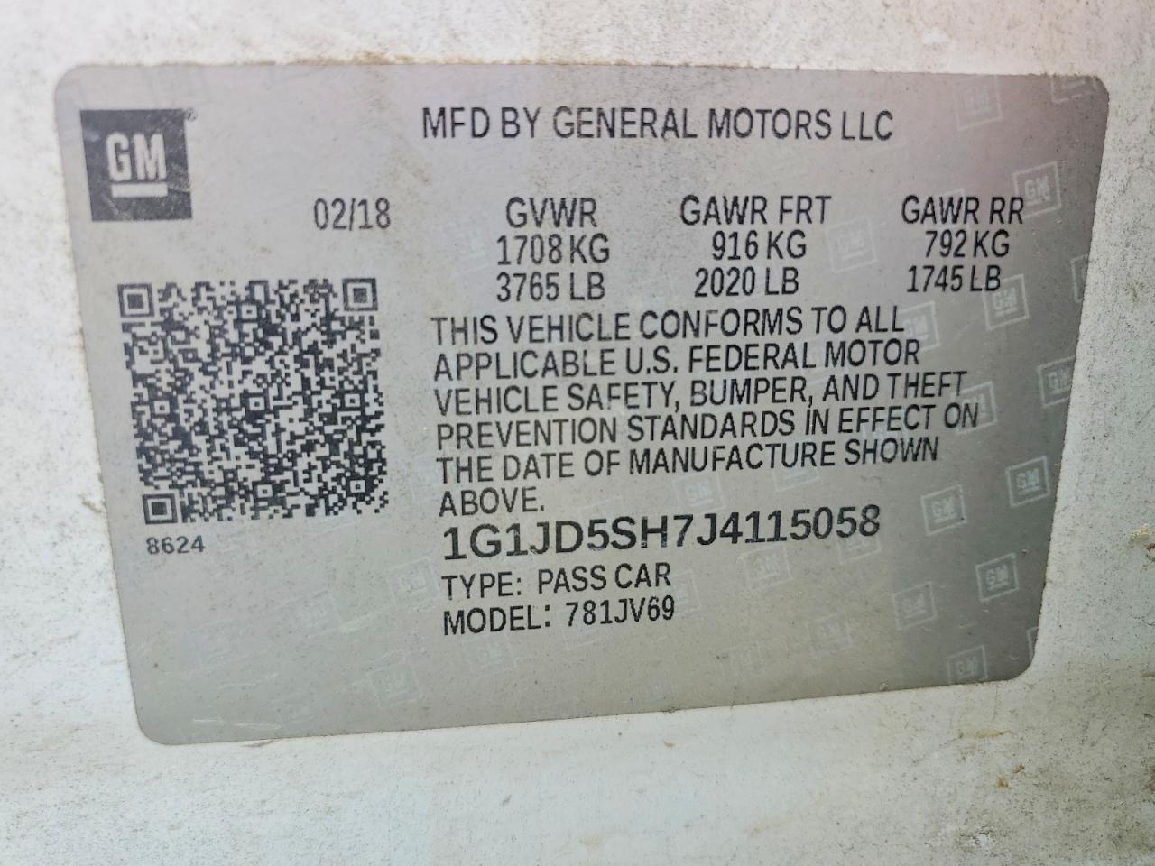2018 CHEVROLET SONIC