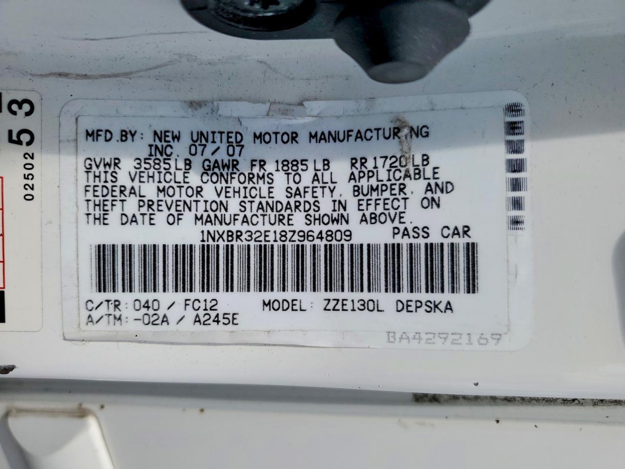 2008 TOYOTA COROLLA