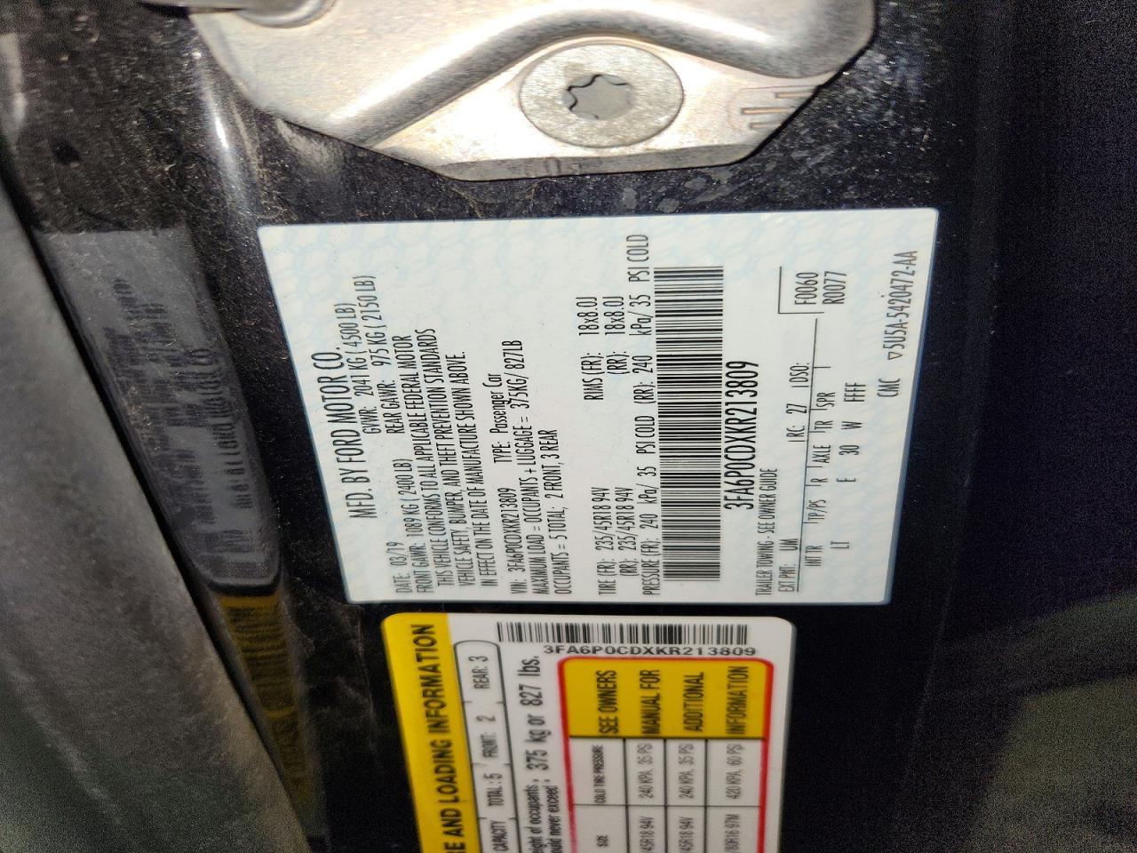 2019 FORD FUSION