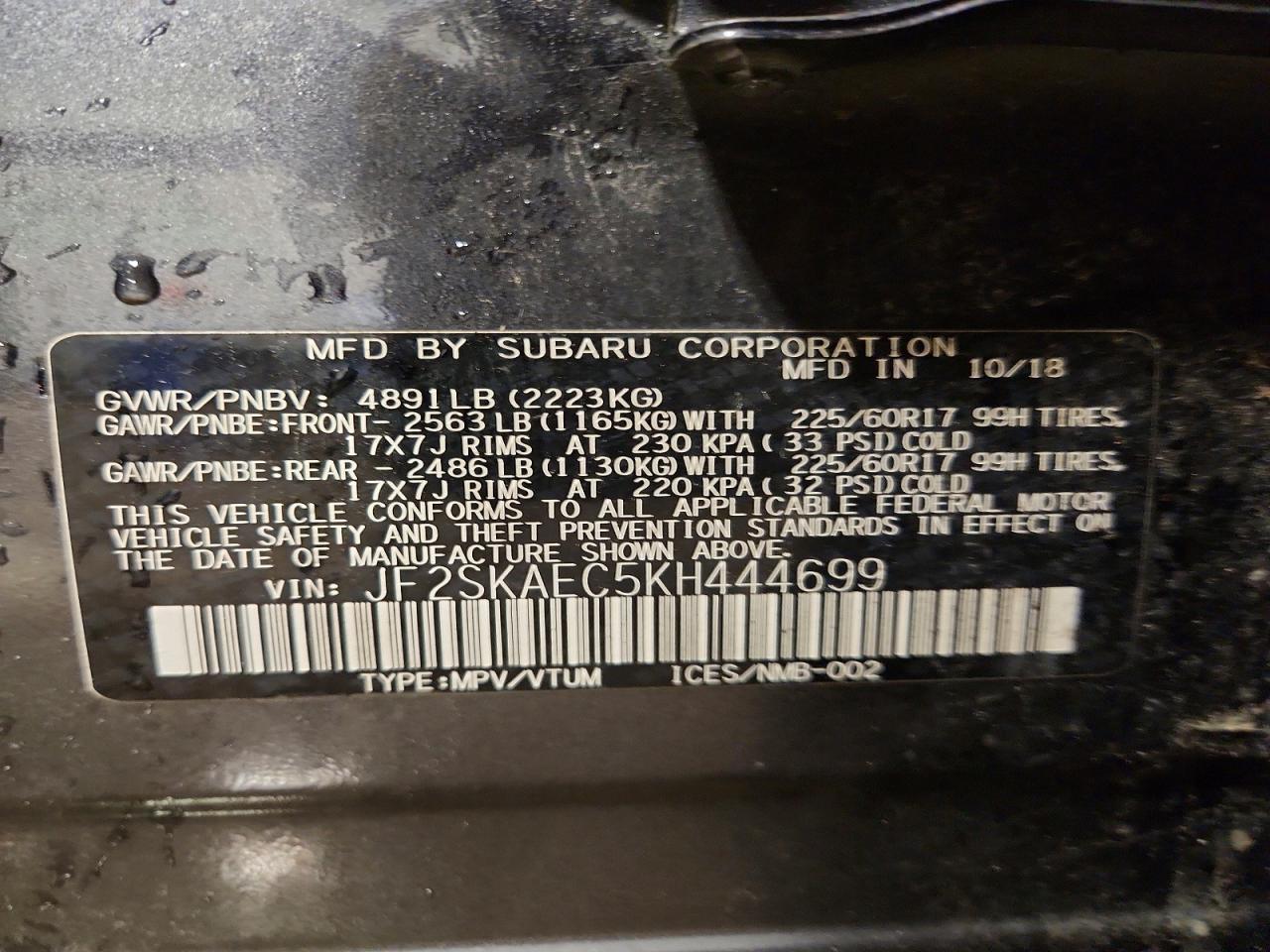 2019 SUBARU FORESTER
