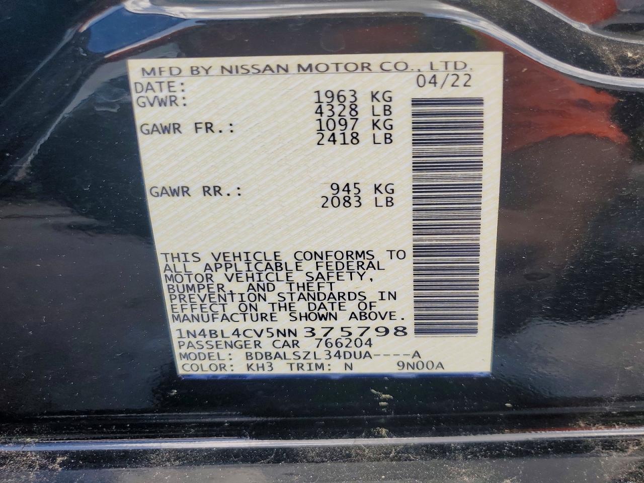 2022 NISSAN ALTIMA