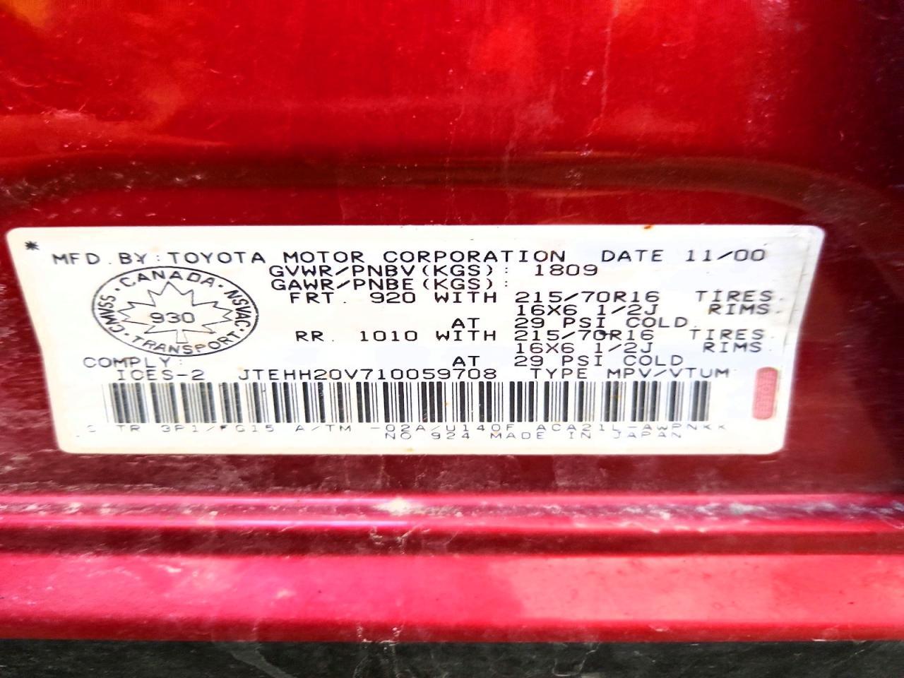 2001 TOYOTA RAV4