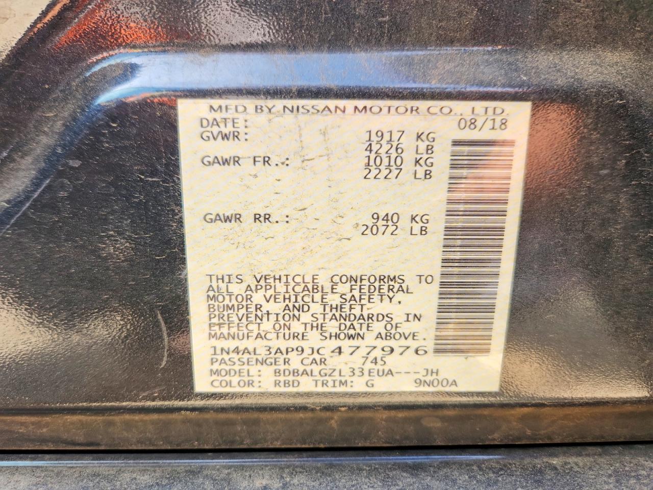 2018 NISSAN ALTIMA