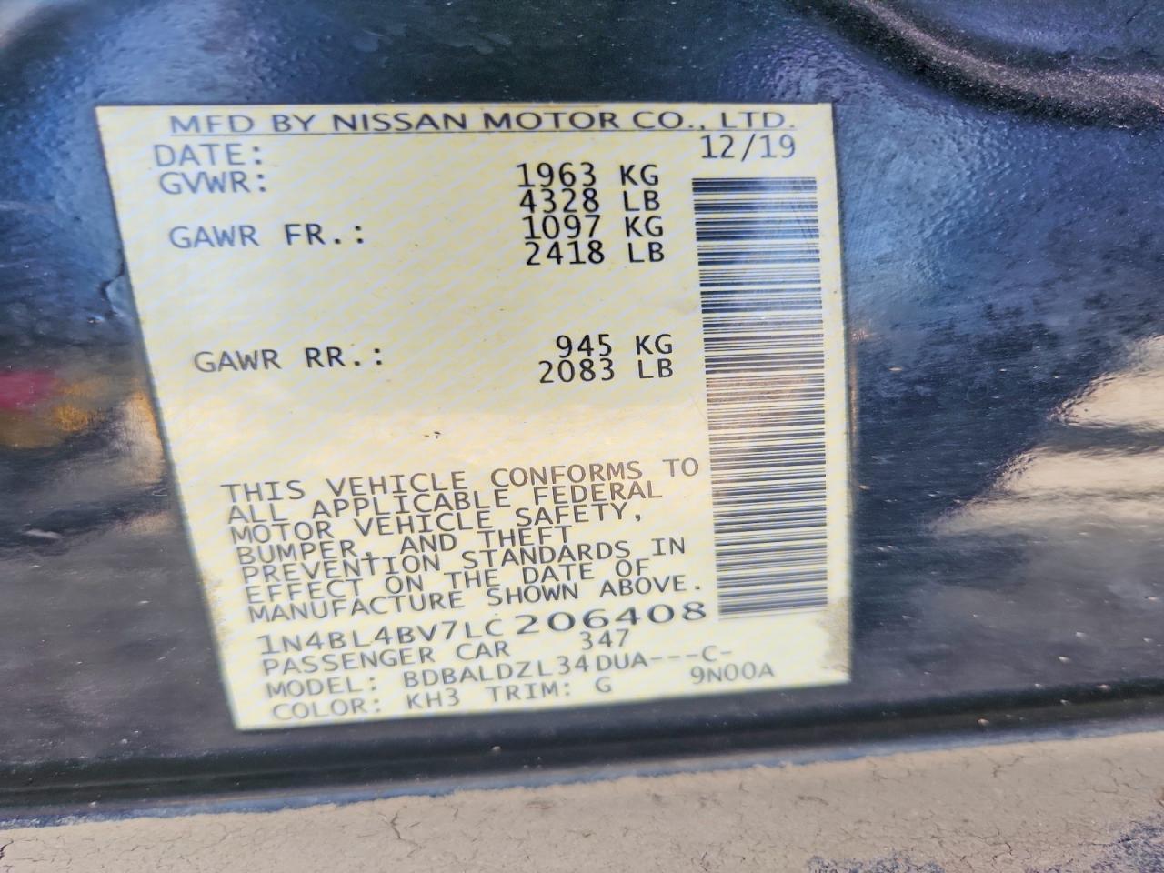 2020 NISSAN ALTIMA