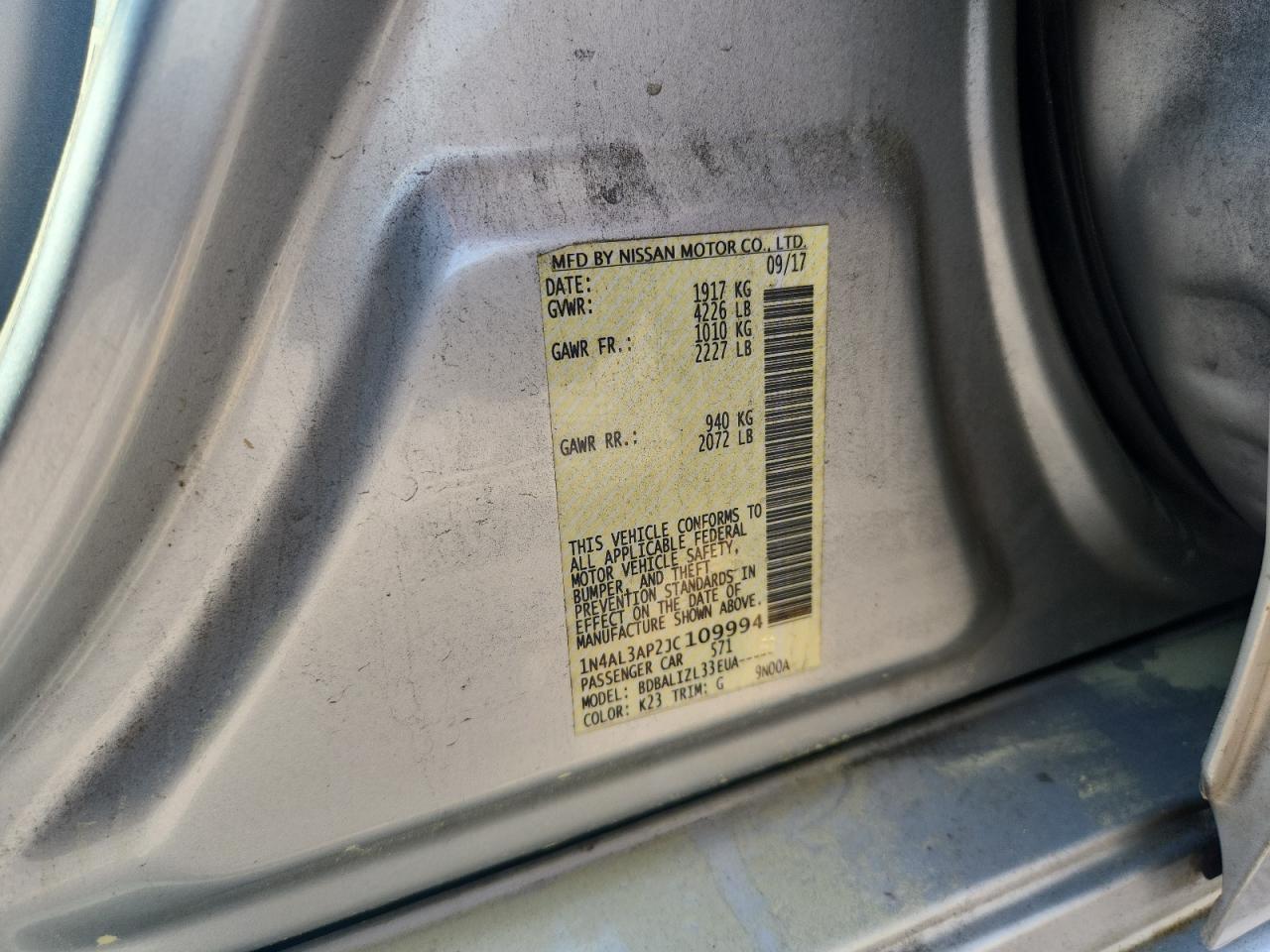 2018 NISSAN ALTIMA