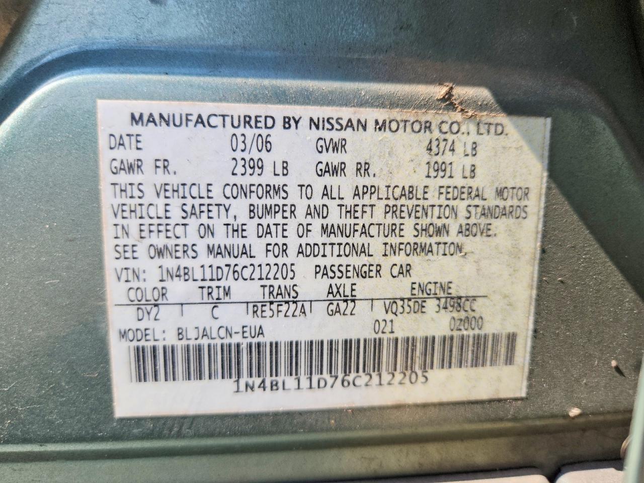 2006 NISSAN ALTIMA