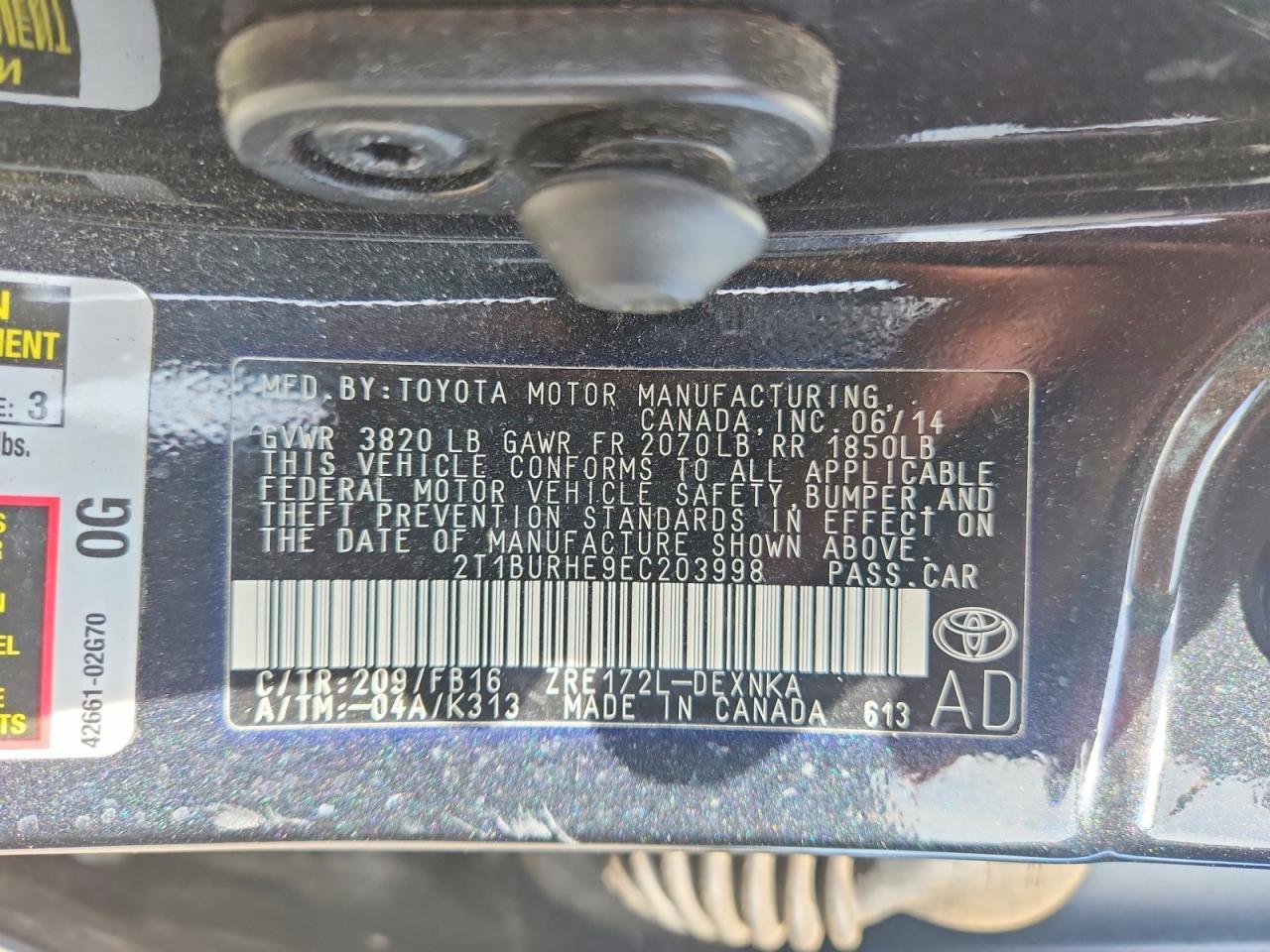 2014 TOYOTA COROLLA