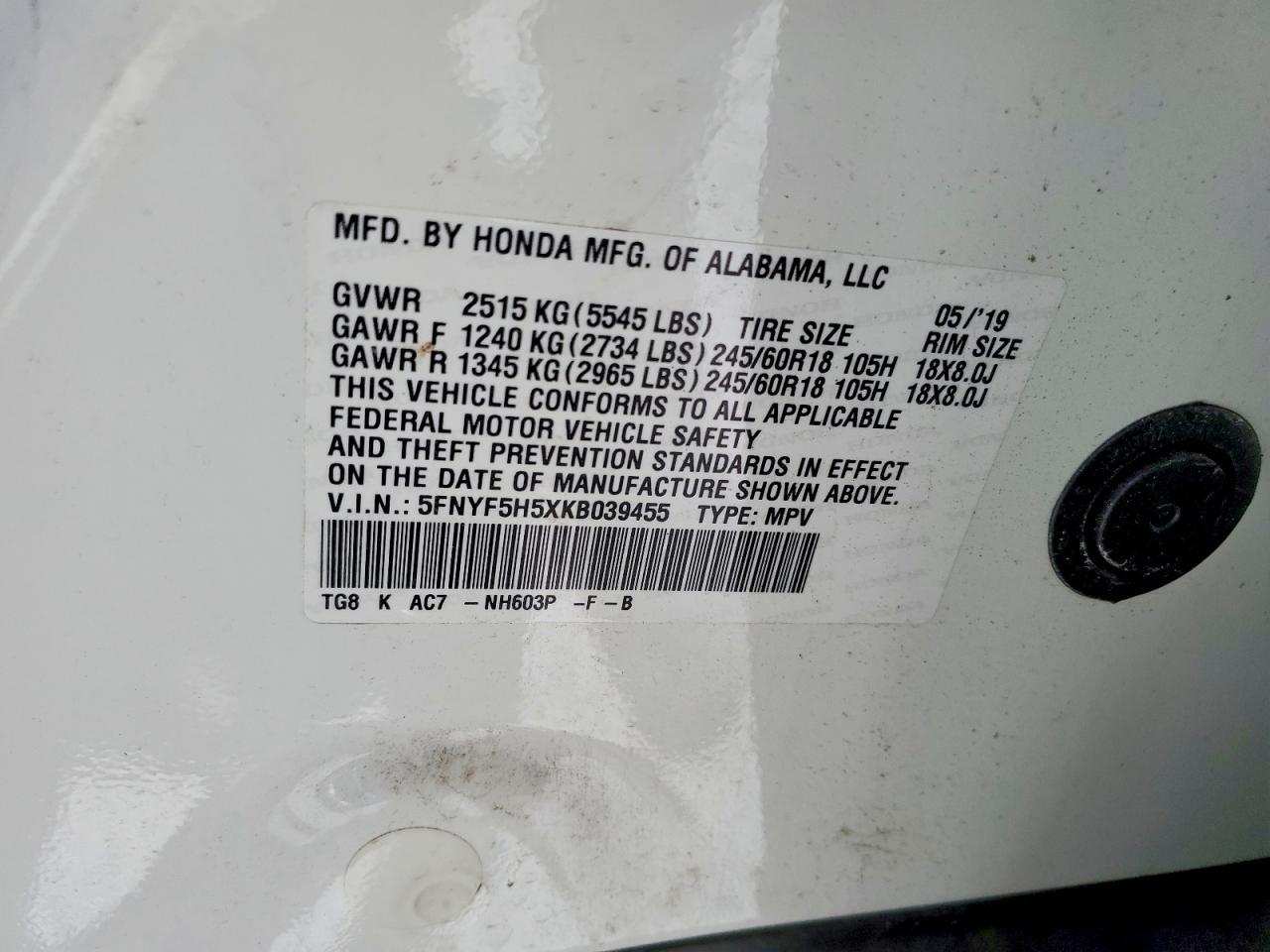 2019 HONDA PILOT