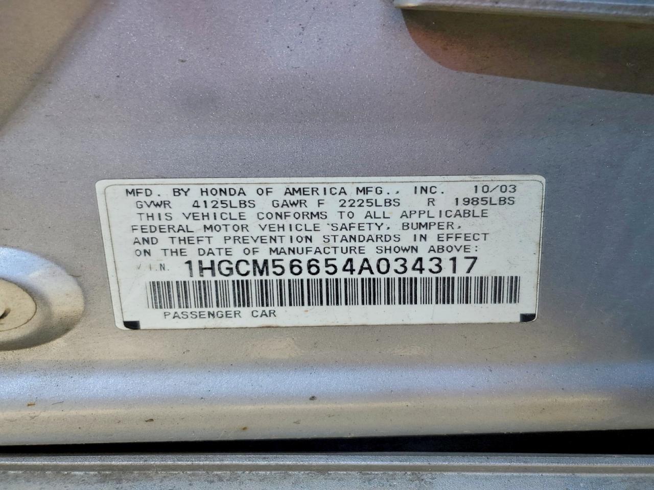 2004 HONDA ACCORD