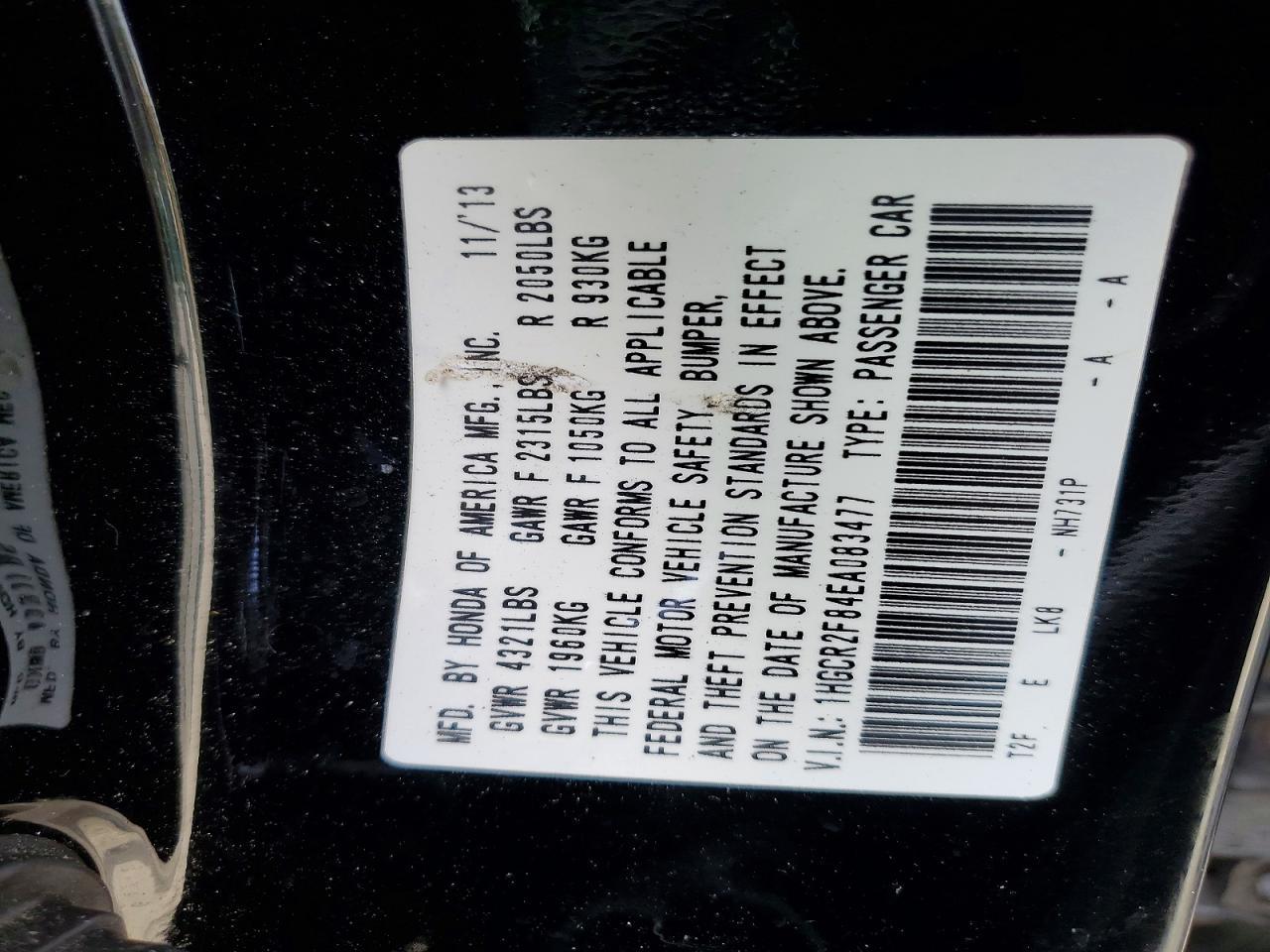 2014 HONDA ACCORD
