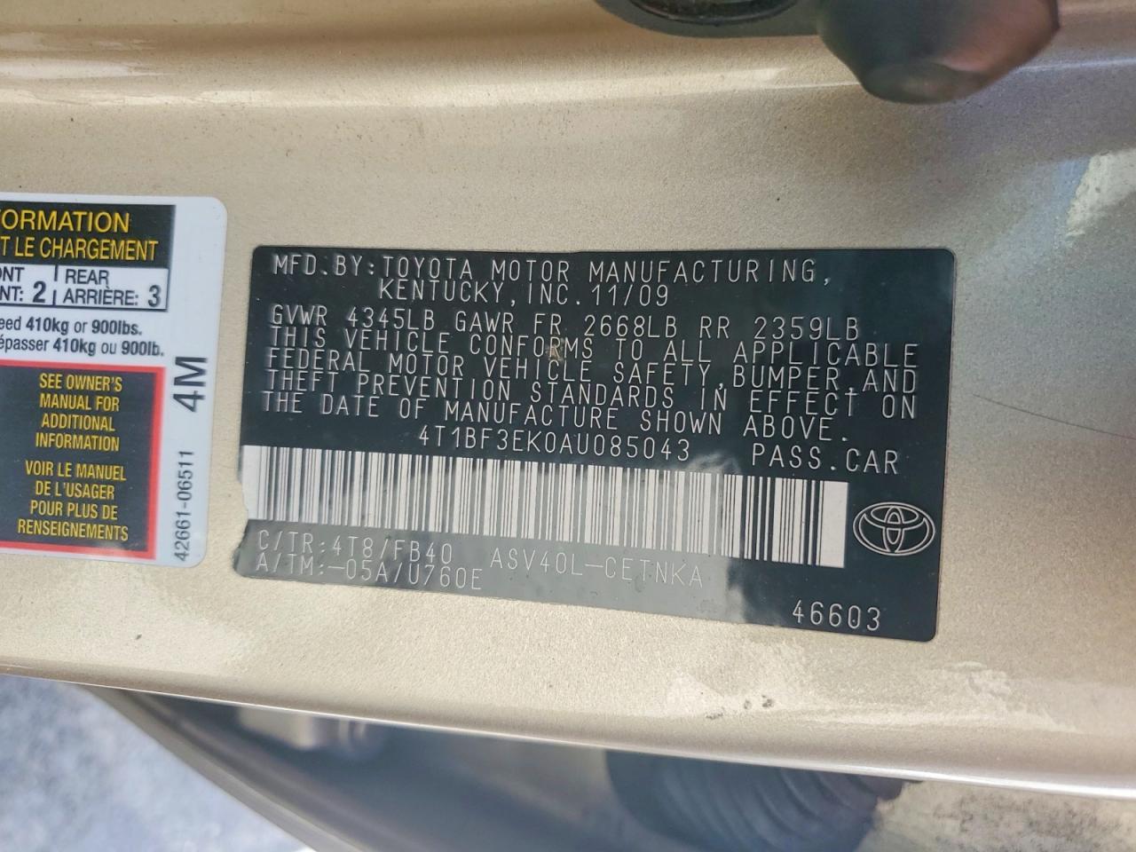 2010 TOYOTA CAMRY