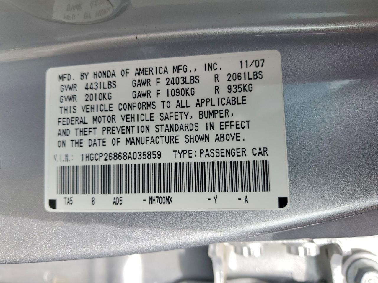 2008 HONDA ACCORD