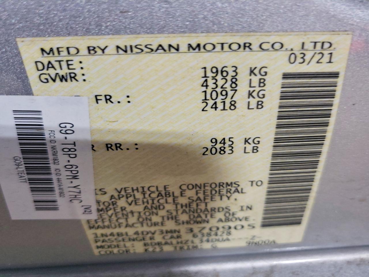 2021 NISSAN ALTIMA