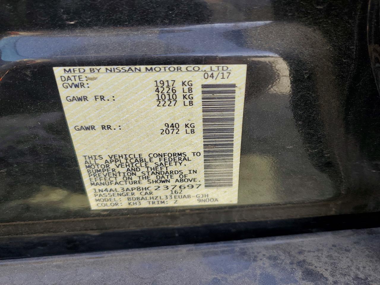 2017 NISSAN ALTIMA