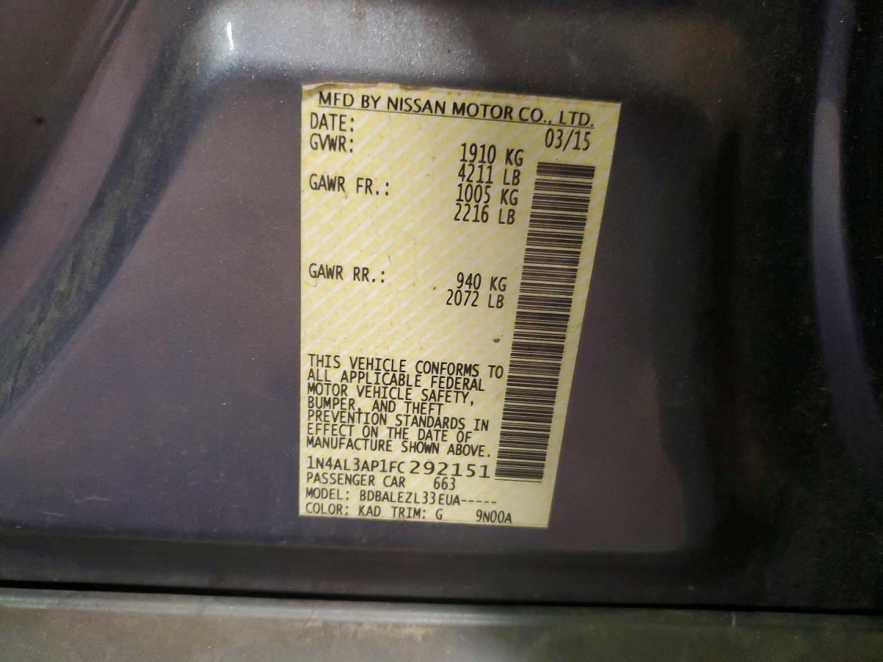 2015 NISSAN ALTIMA